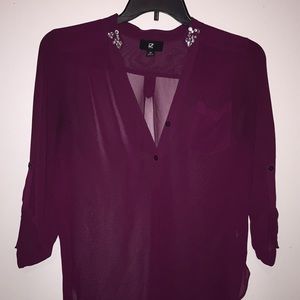 Jeweled sheer tunic top